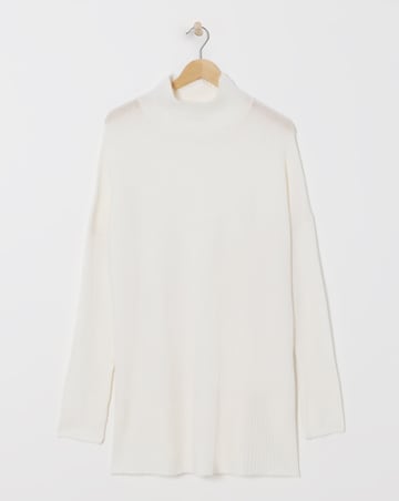 High Neck Deep Trim Longline Jumper