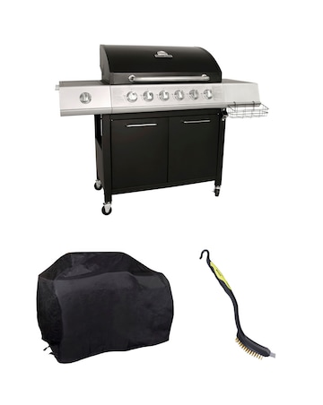 Charles Bentley 6 Burner Gas BBQ with Side Burner Bundle