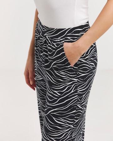 Mono Print Jersey Wide Leg Trousers