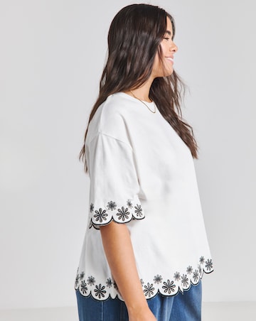 Simply Be White Cut Work T-Shirt