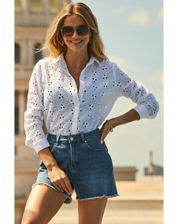 Sosandar White Broderie Anglaise Shirt