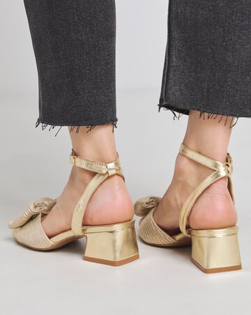 Isla Plisse Bow Low Heel Occasion Sandals Wide E Fit