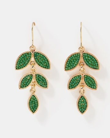Accessorize Beaded Leaf Drop Earrings