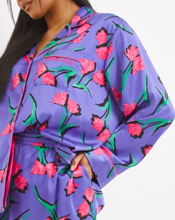 Nobodys Child Satin Revere Long Sleeve Shortie PJ Set