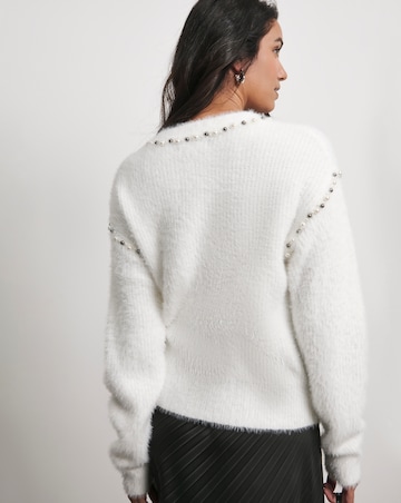 Joanna Hope Ivory Pearl Knit Trim Jumper