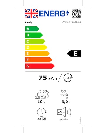 CDPH 2L1049B-80 Candy Brava 10 Place Setting Slimline Dishwasher + Installation