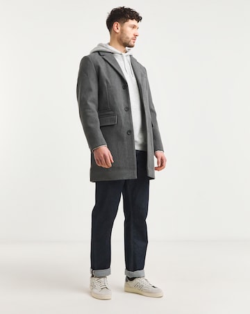 Grey Faux Wool Overcoat