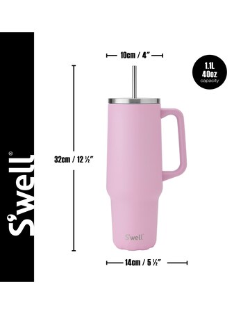S'well XL Tumbler, 1.1 Litre, Hydrangea Pink