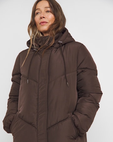 Chocolate Longline Duvet Padded Coat