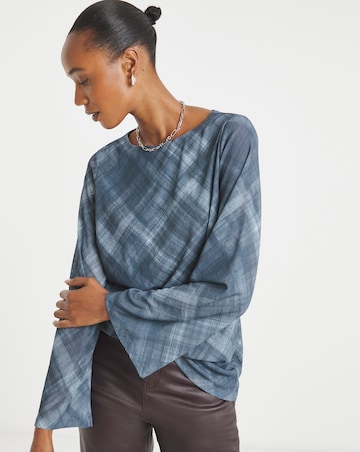 Check Print Slash Neck Top