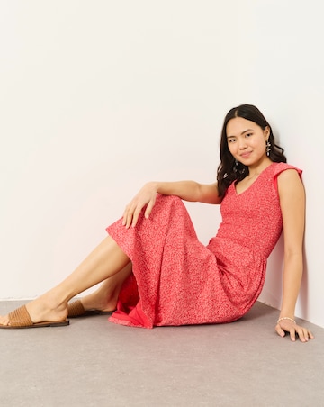 FatFace Demi Coral Jersey Midi Dress