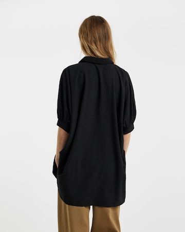 Zip Detail Oversized Blouse