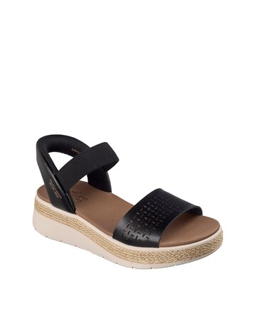 Skechers Bobs Sun Ray Step Aside Slip Ins Black Sandals - Standard Fit (D)