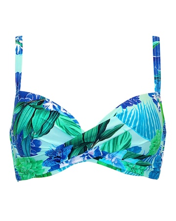 Pour Moi Free Spirit Wired Twist Front Lightly Pad Bikini Top Aqua Tropic