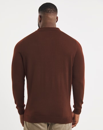 Burgundy Merino Wool Long Sleeve Zip
