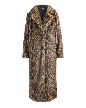 Leopard Faux Fur Midaxi Coat