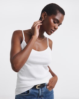 Pure Cotton White Cami Vest with Adjustable Straps