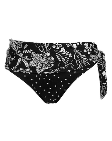 Pour Moi Getaway Foldover Tie Bikini Brief Black/White