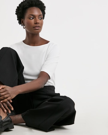 Pure Cotton Slash Neck 3/4 Sleeve Top