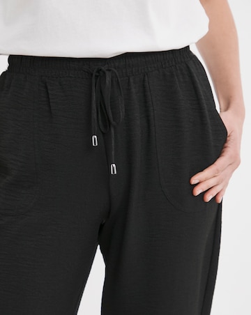 Black Textured Tapered Pull On Trouser