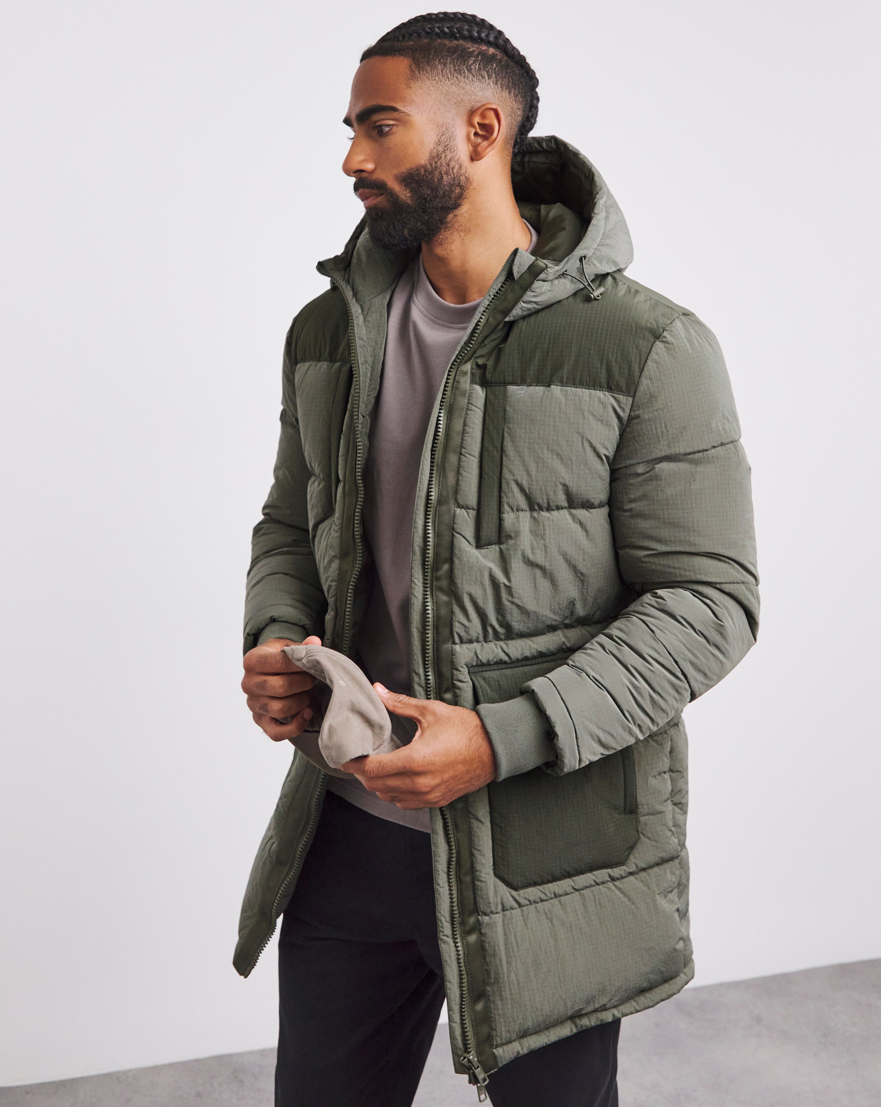 Khaki Mid Length Ripstop Padded Coat | JD Williams Khaki Mid Length Ripstop Padded Coat | JD Williams