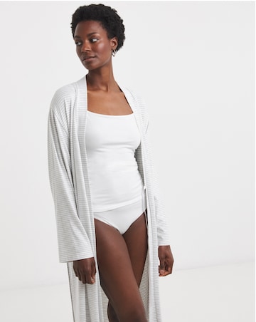 Lightweight Dressing Gown Grey Marl Stripe