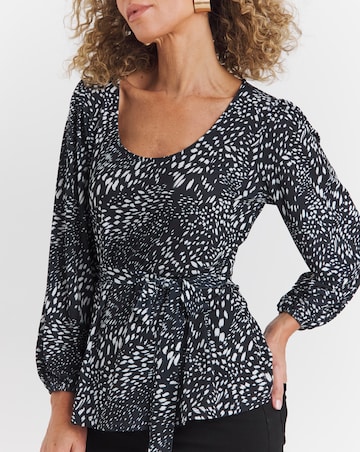 Multi Tie Waist Printed Top