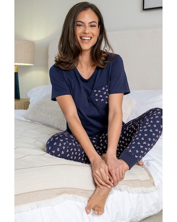 Pour Moi Cotton Jersey Bow Print Short Sleeve Pyjama Set