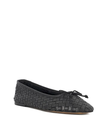 Dune Black Heat Woven Ballet Flats - Wide Fit (E)