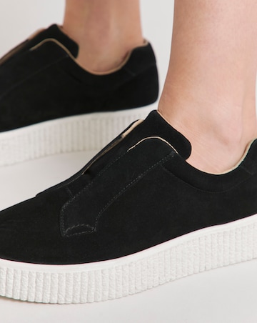 Monique Leather Lace Free Slip on Chunky Trainers - Extra Wide Fit (EEE)