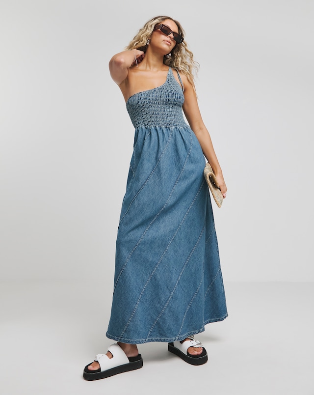 Simply Be Mid Blue Asymetric Denim Dress