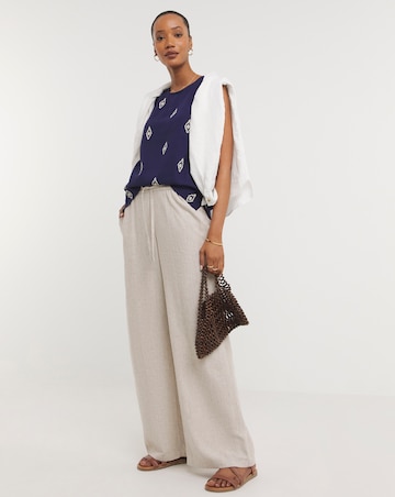 Sleeveless Linen Mix Shell Top