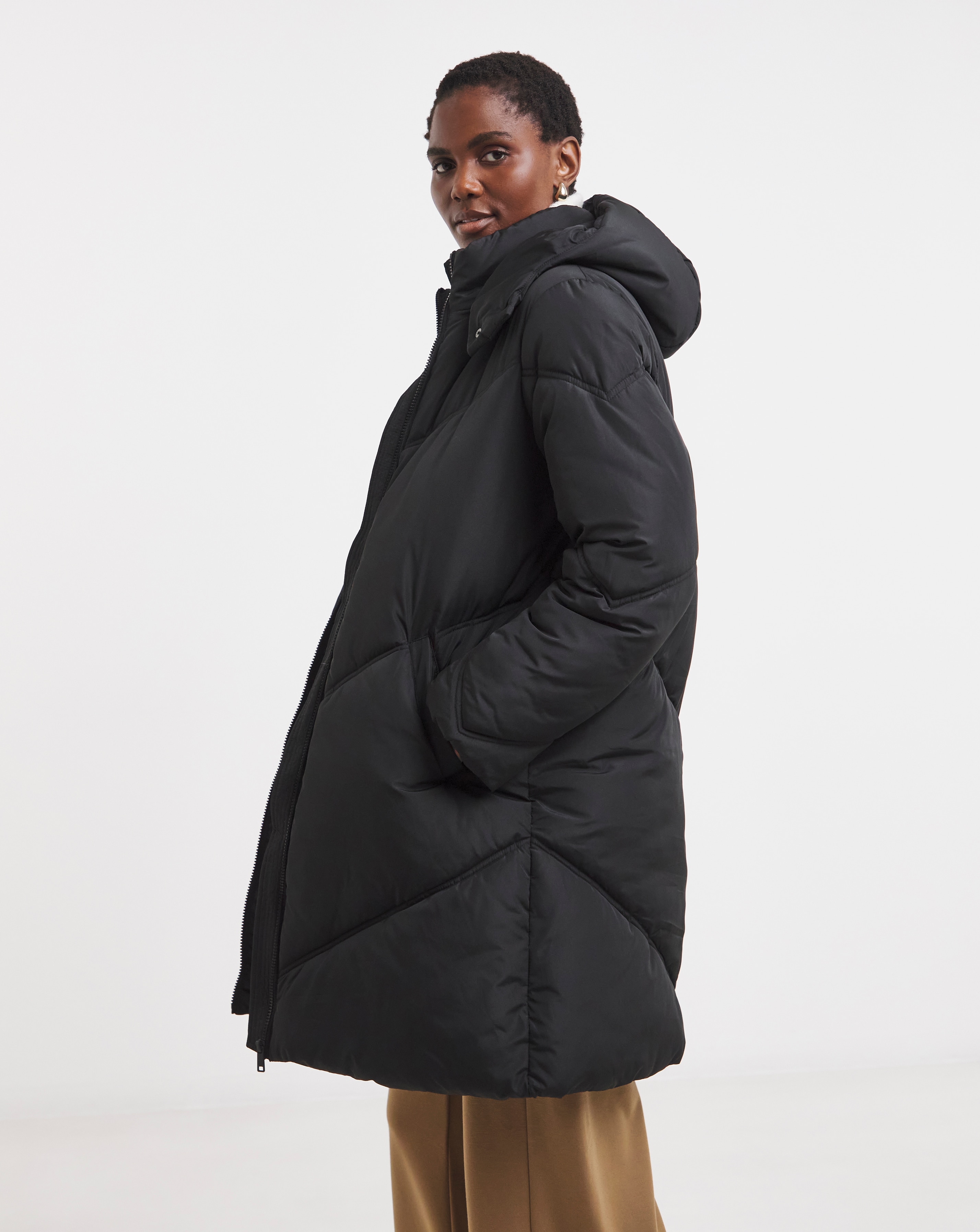 Black Mid Length Padded Coat | JD Williams