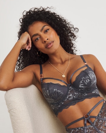 Figleaves Curve Amore Padded Balcony Bra B-H - Grey