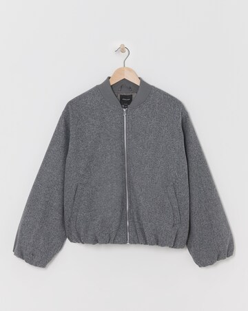 Grey Wool Like Bomber Jacket