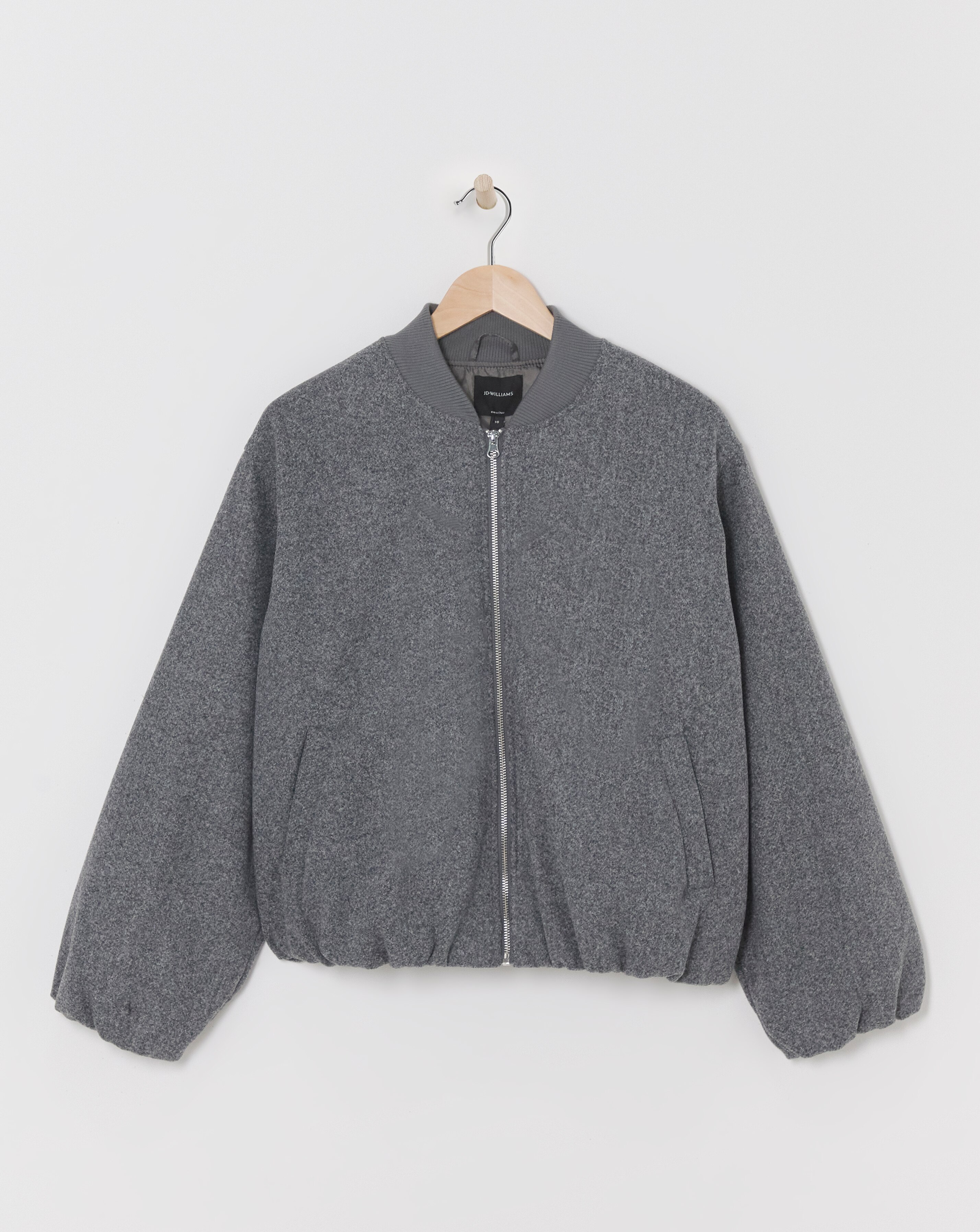 Grey Wool Like Bomber Jacket
