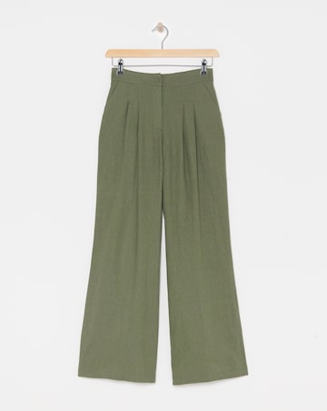 Linen Pleated Wide Leg Trousers