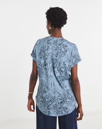 Pure Cotton Longline Short Sleeve Curved Hem Top