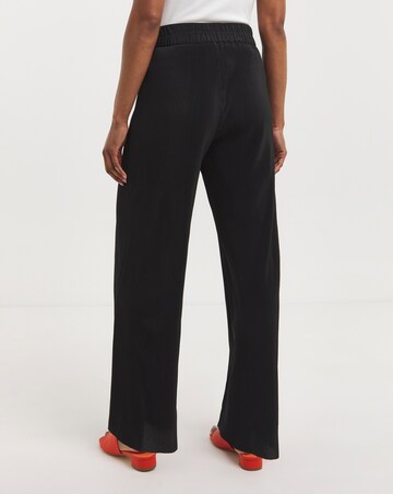 Black Plisse Wide Leg Trousers