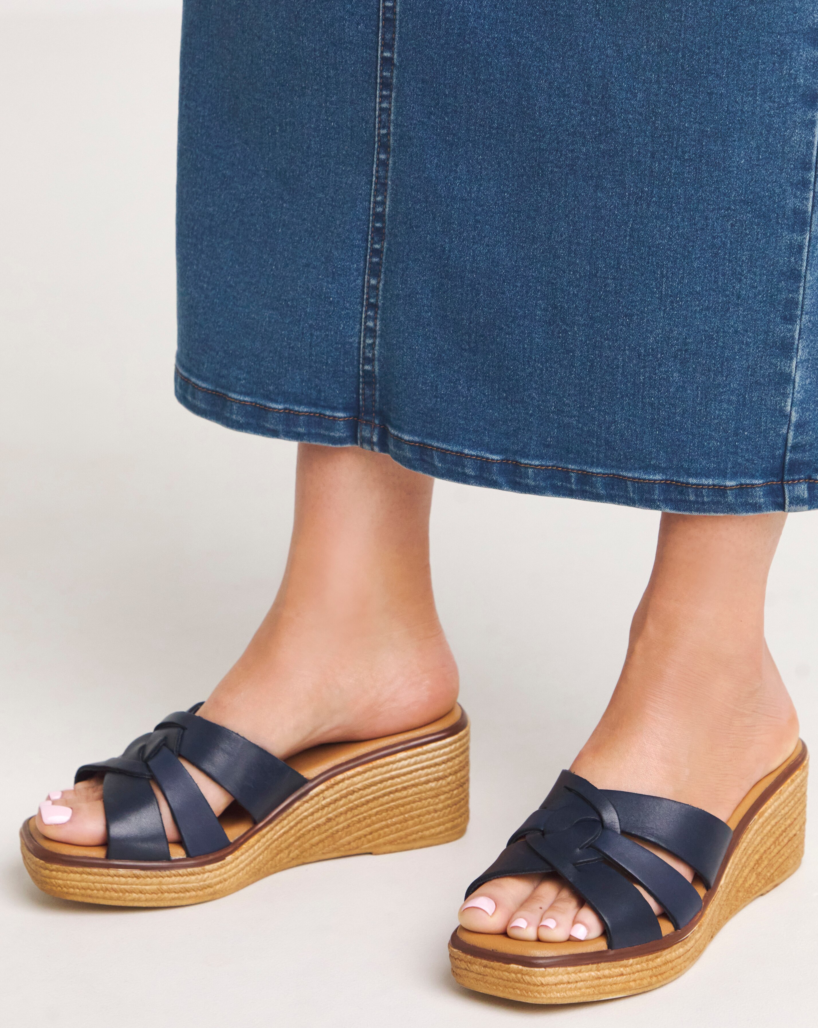Janet Leather Wedge Mule - Extra Wide Fit (EEE)