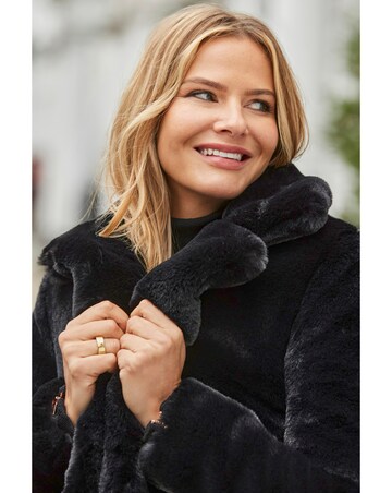 Sosandar Black Longline Faux Fur