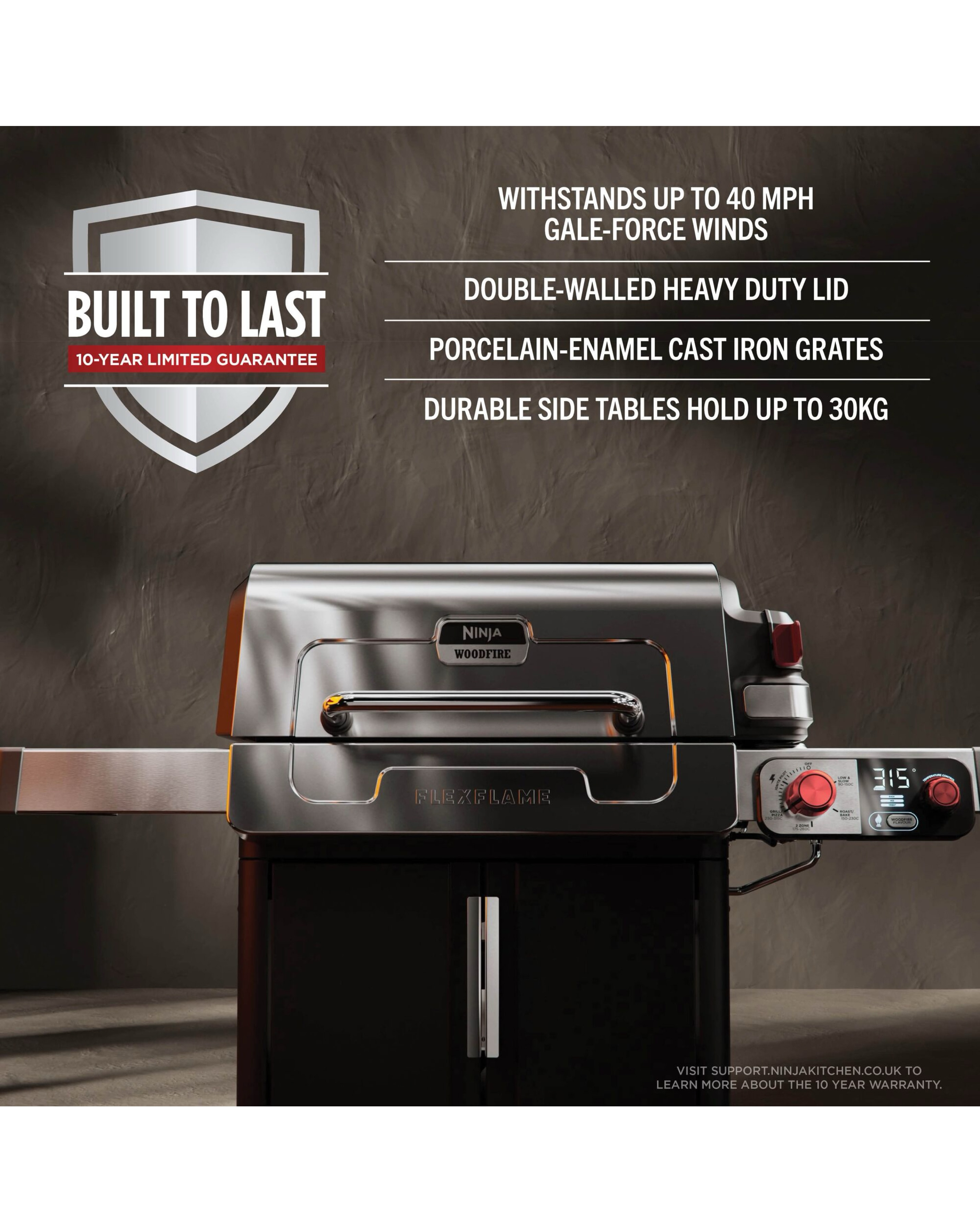 Ninja FlexFlame Outdoor Cooking System Barbecue PG301UK Black