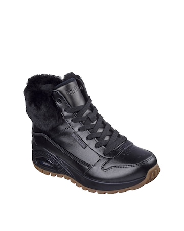 Skechers Uno Rugged Pearlized Faux Fur Lace Zip Boot - Standard Fit
