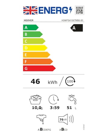 Hoover H-Wash 350 H3WPS4106TMB6-80 10kg Washing Machine