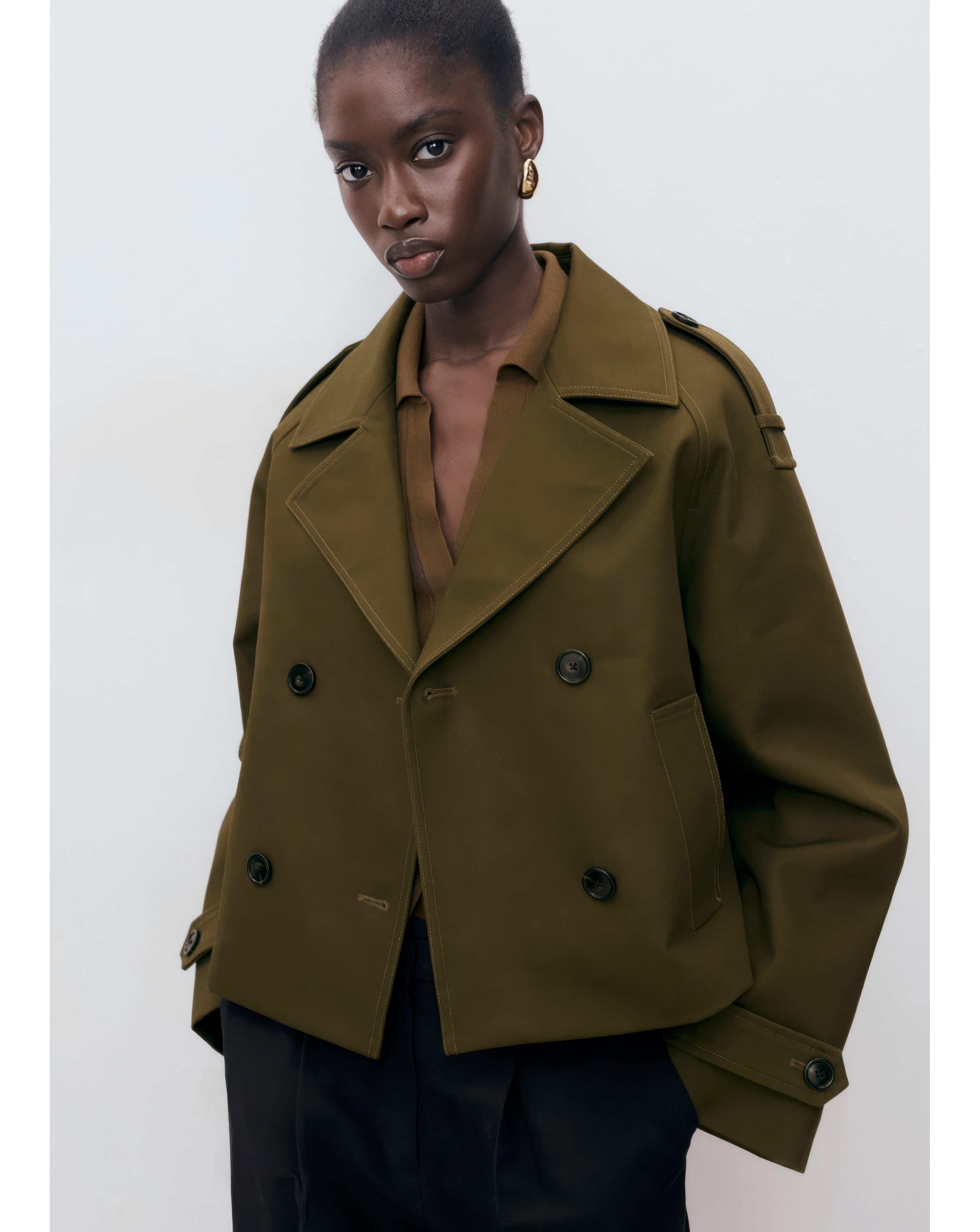 Mango Cropped Trenchcoat | JD Williams