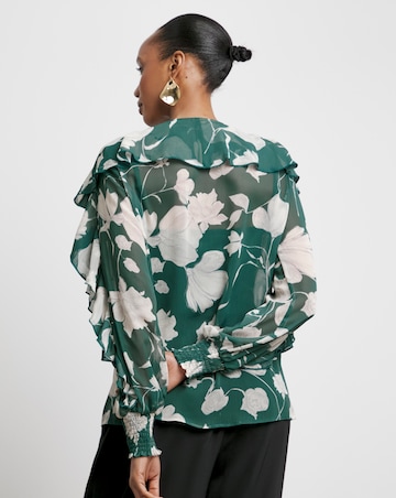 Joanna Hope Crinkle Chiffon Ruffle Blouse