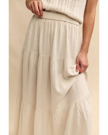 Nobody's Child Cream Linen-blend Tiered Maxi Skirt