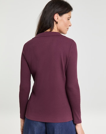 Half Zip Long Sleeve Ribbed Top