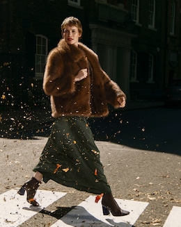 Brown Tipped Faux Fur Jacket