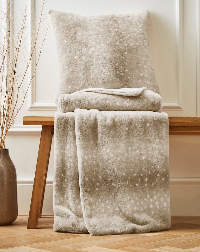 Faux Fur Snow Leopard Print Throw